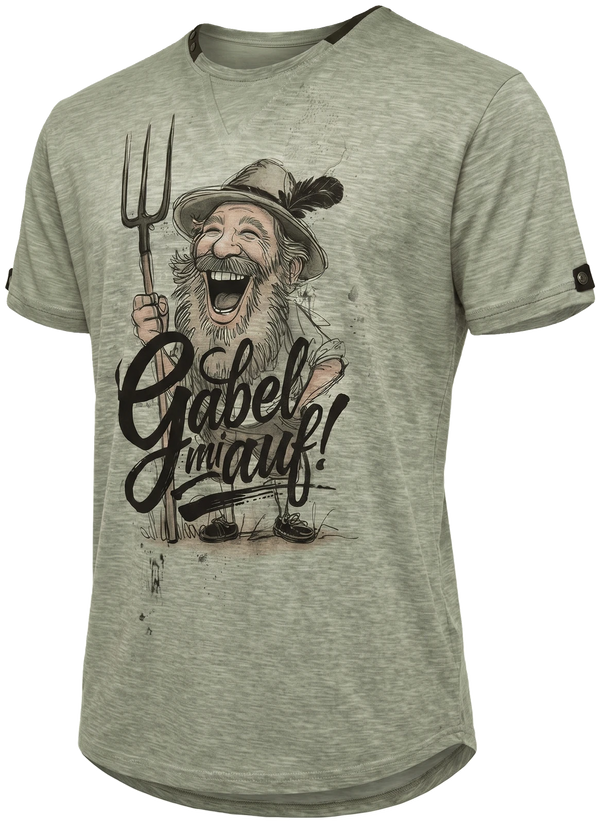 MENNO Herren-Shirt Oliv Vorderansicht in Trageform – Hangowear