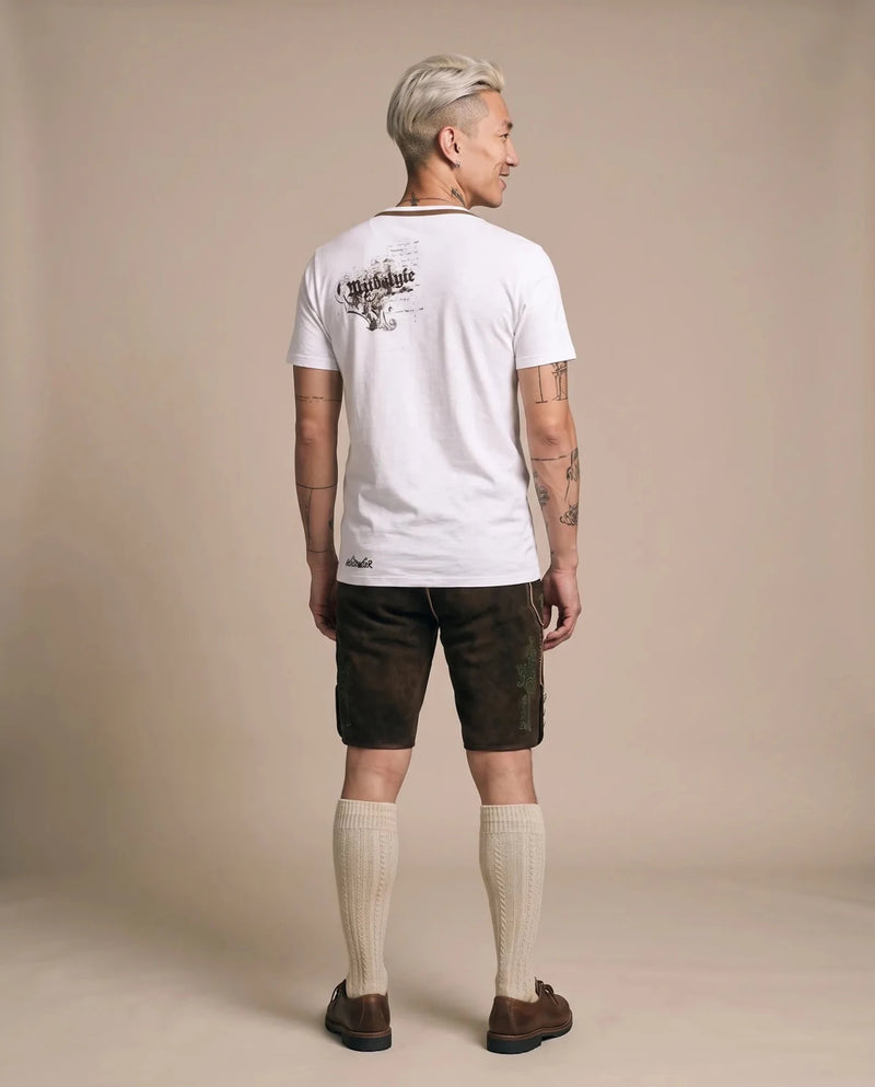MERLIN Herren-Shirt Weiß am Model, Rückansicht – Hangowear