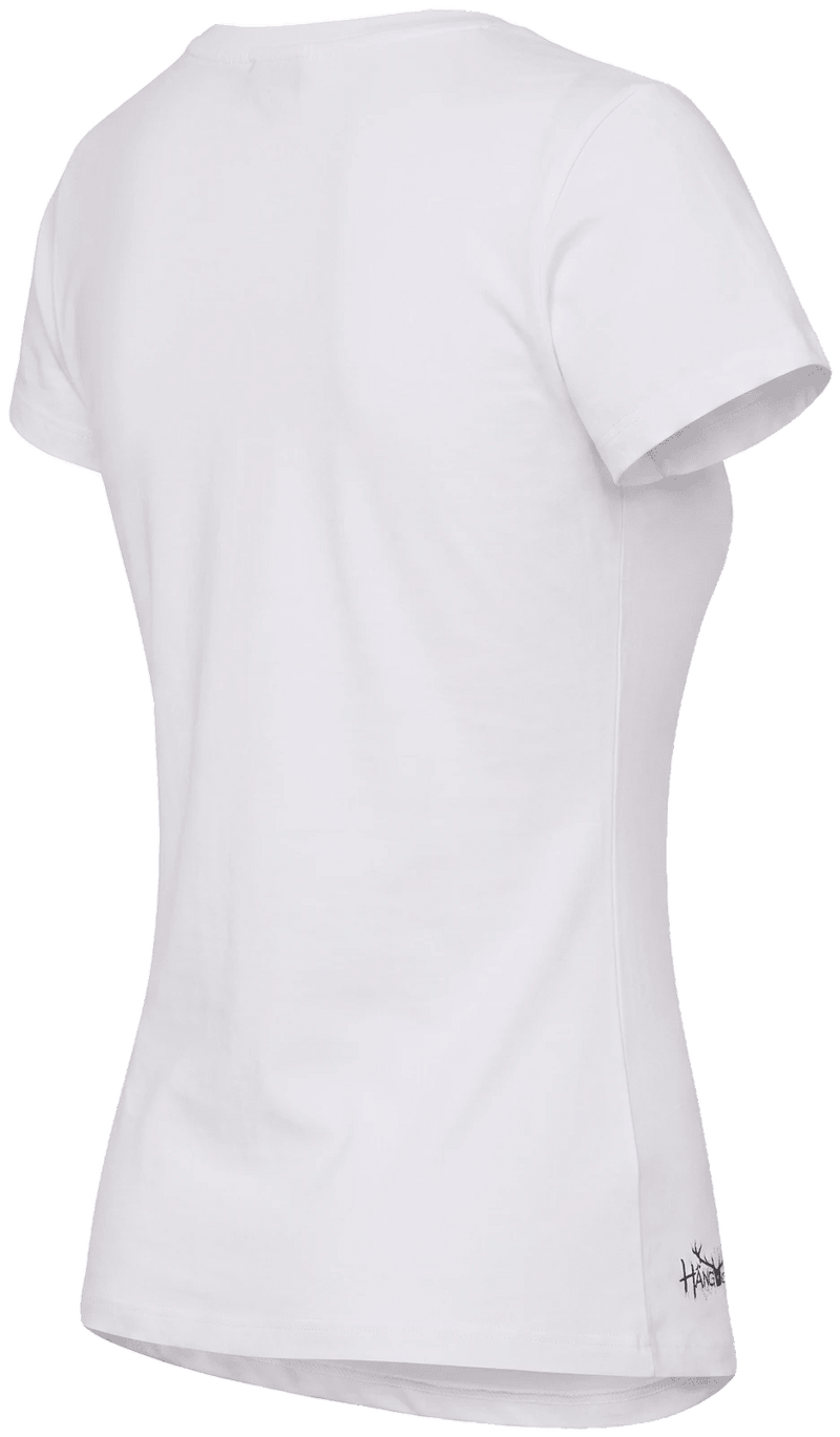 MIA Damen-Shirt Weiß Rückansicht in Trageform – Hangowear