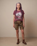 MILLA ROT Damen-Shirt Weinrot am Model, Vorderansicht – Hangowear