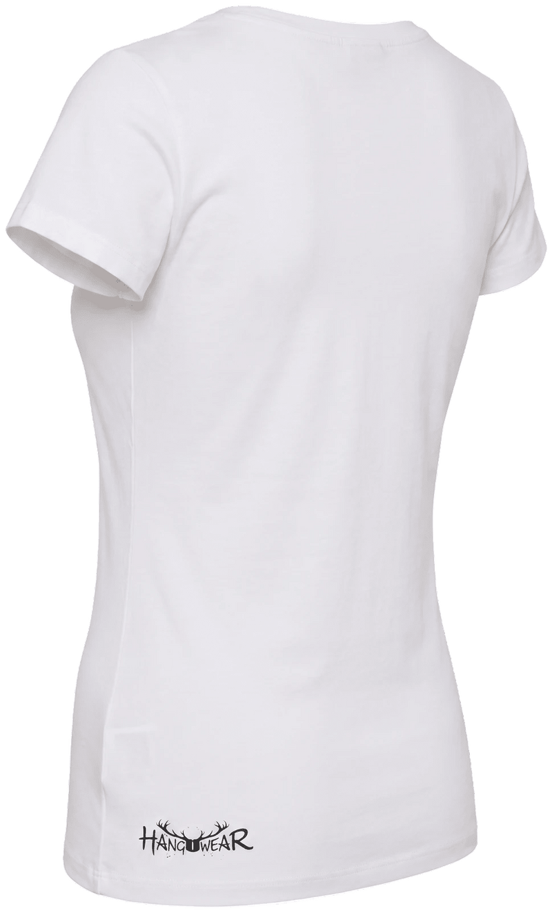 MILLA Damen-Shirt Weiß Rückansicht in Trageform – Hangowear