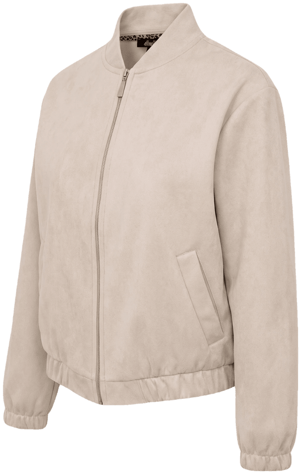 MINA Damen-Jacke Beige Vorderansicht in Trageform – Hangowear