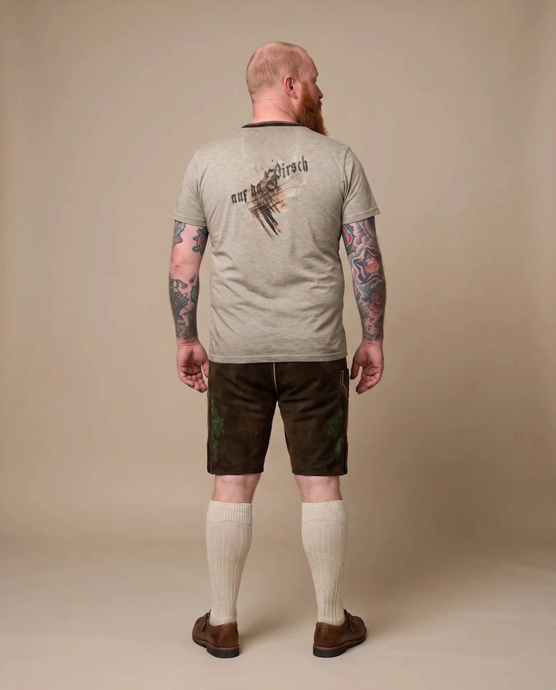 MIRKO Herren-Shirt Greige am Model, Rückansicht – Hangowear