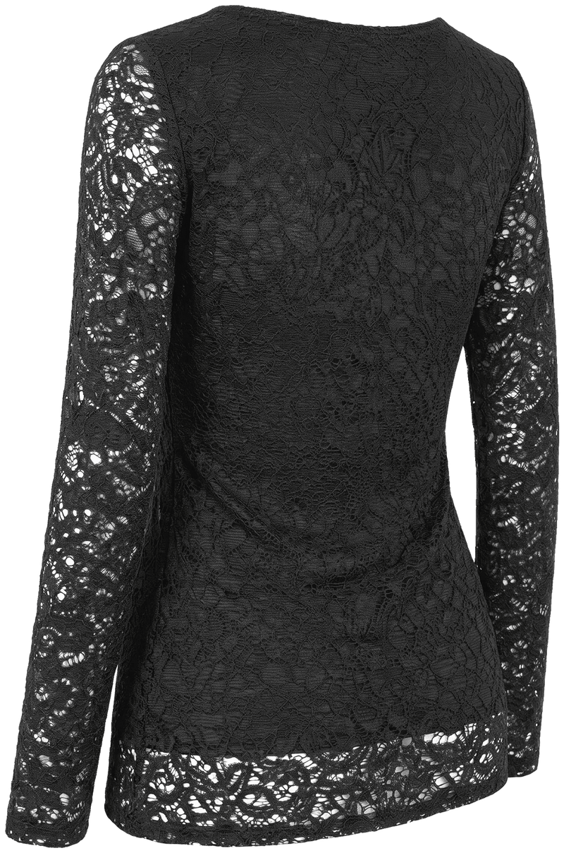 MISTY Damen-Shirt Schwarz Rückansicht in Trageform – Hangowear