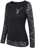 MISTY Damen-Shirt Schwarz Vorderansicht in Trageform – Hangowear