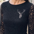MISTY Damen-Shirt Schwarz Druckdetail am Model – Hangowear