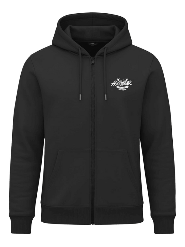MONTY SWEATJACKE Herren-Sweatjacke Schwarz Vorderansicht – Hangowear