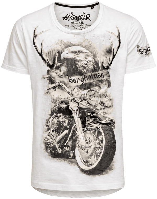 MORENO Herren-Shirt Weiß Vorderansicht in Trageform – Hangowear