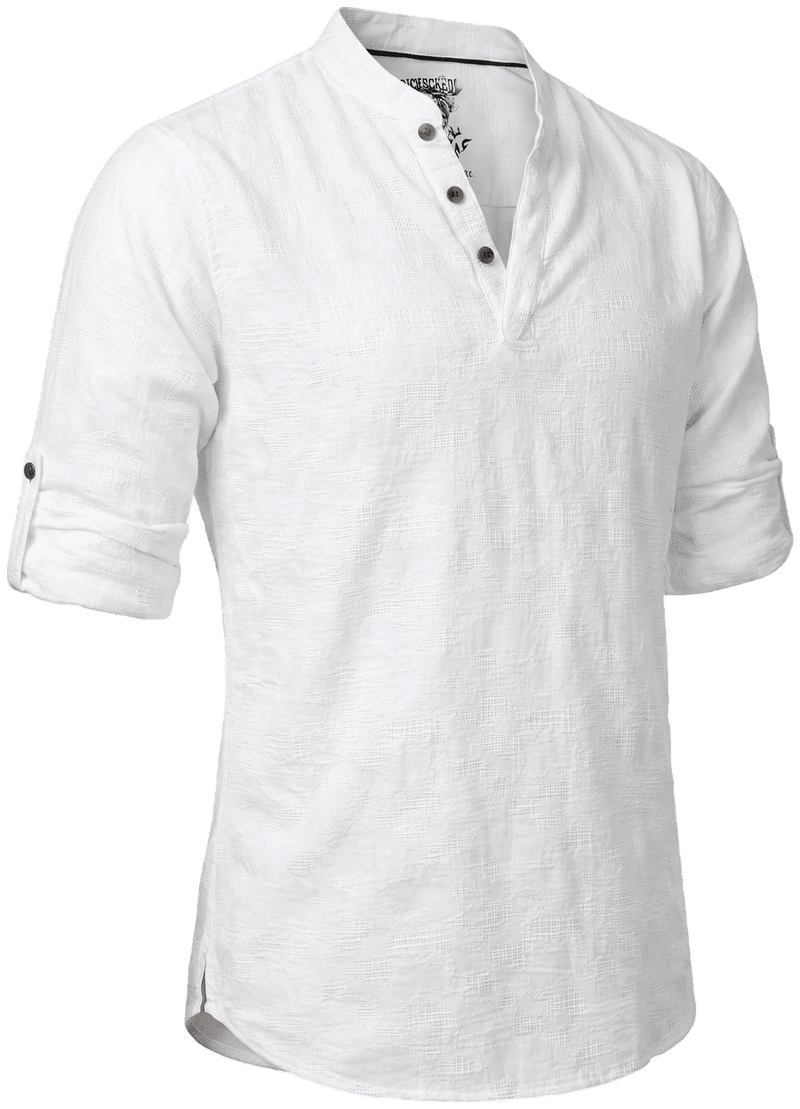 PERO Herren-Hemd Weiß Vorderansicht in Trageform – Hangowear