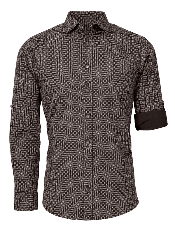 PIET Herren-Hemd Dunkelbraun Vorderansicht – Hangowear