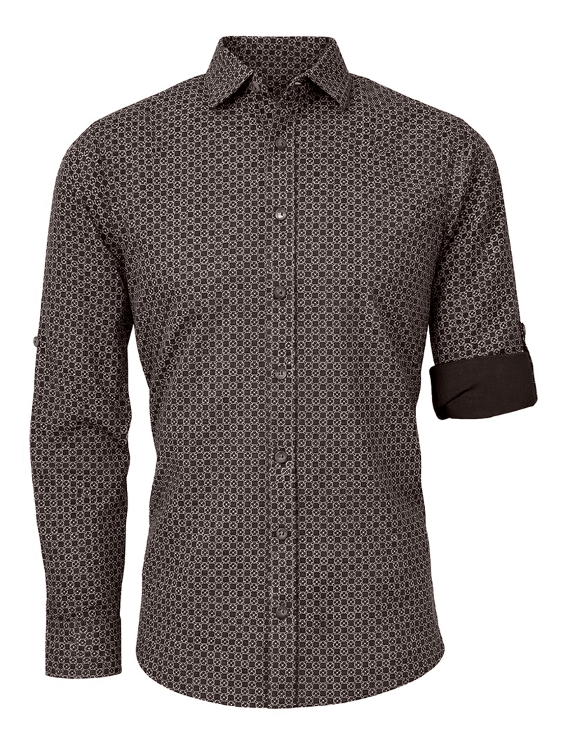 PIET Herren-Hemd Dunkelbraun Vorderansicht – Hangowear
