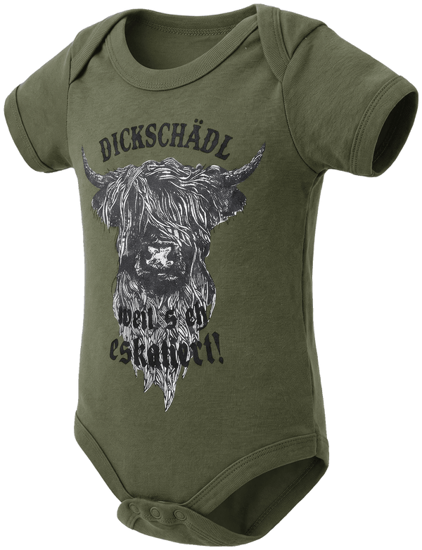 QANI BABY Kinder-Body Oliv Vorderansicht in Trageform – Hangowear