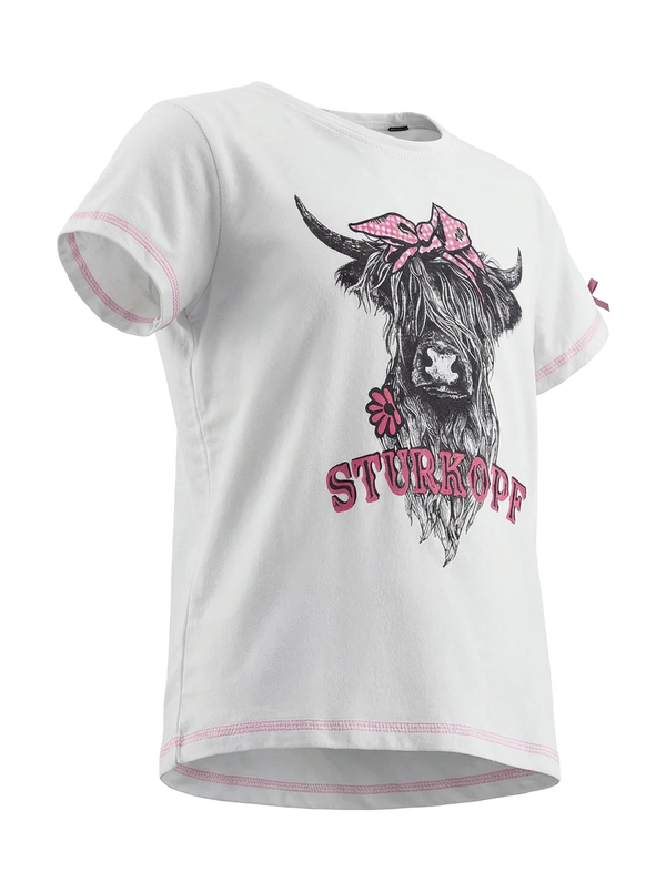 QUENTAYA KIDS Kinder-Shirt Weiß Vorderansicht in Trageform – Hangowear