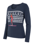 SUCHE SKILEHRA Damen-Langarmshirt Dunkelblau Vorderansicht in Trageform – Hangowear