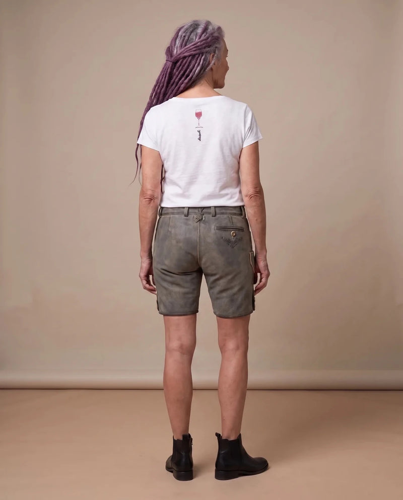 WEINZIGARTIG Damen-Shirt Weiß am Model, Rückansicht – Hangowear